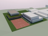 Visualisierung Einfachturnhalle mit Allwetterplatz im Schulgelände der Realschule Neutraubling